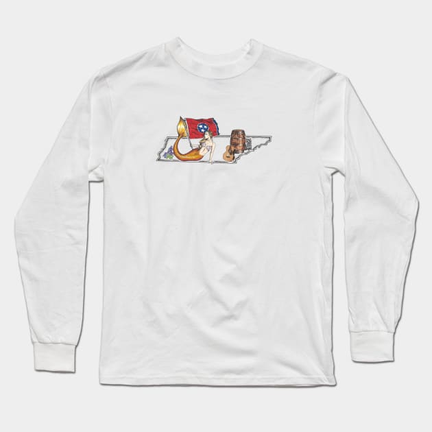 Tennessee Mermaid Long Sleeve T-Shirt by Elizabeth Weglein Art